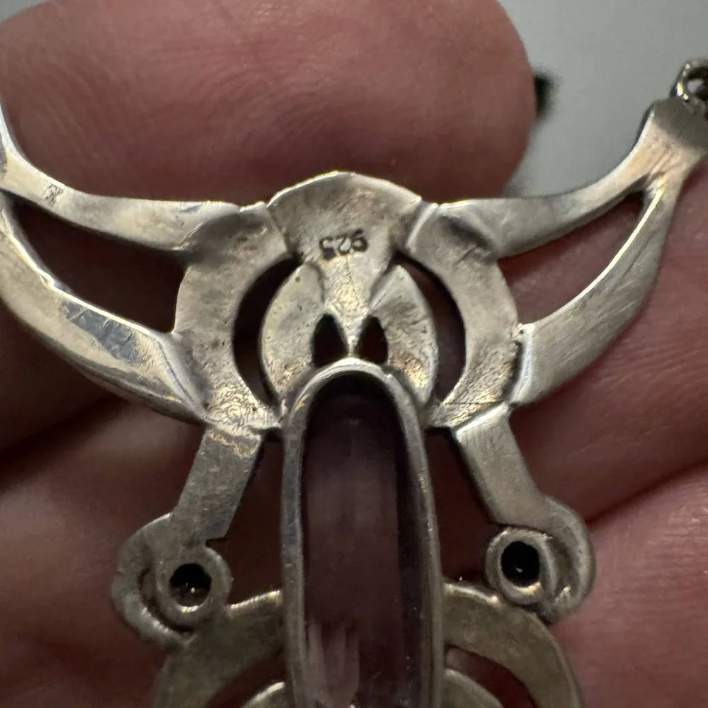 Elegant sterling silver and amethyst necklace. Rare and antique - Picture 6 of 10